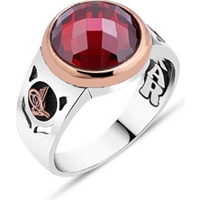 Amberkan Kırmızı Zirkon Taşlı Erkek Yüzük