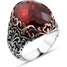 Amberkan Kırmızı Zirkon Taşlı Erkek Yüzük