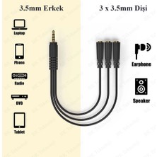 BK Teknoloji 3.5mm 1 Giriş 3 Çıkış Çoklayıcı 5+1 Ses Sistemi Bağlantı Kablosu