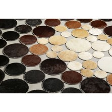 Dericibey Karamel Rengi & Krem Doğal Dana Derisi Puantiyeli Halı 80 x 150 cm