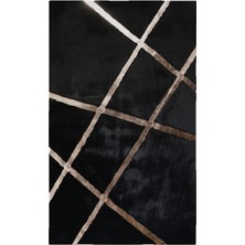 Dericibey Bronz Varaklı Siyah Peluş Halı 80 x 150 cm