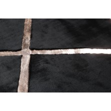 Dericibey Bronz Varaklı Siyah Peluş Halı 80 x 150 cm