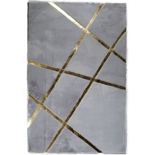 Dericibey Gold Varaklı Gri Peluş Halı 80 x 150 cm