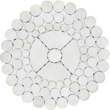 Dericibey Yuvarlak Beyaz Dana Derisi Puantiyeli Halı 90 x 90 cm