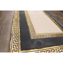 Dericibey Gold Varaklı Gri & Krem Peluş Halı 80 x 150 cm