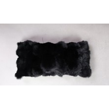 Dericibey Siyah Doğal Kürk Koltuk Şal Takımı Şal 50 x 180 Cm, Yastık 50 x 50 Cm, Bel Yastığı 35 x 60 cm