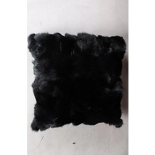 Dericibey Siyah Doğal Kürk Koltuk Şal Takımı Şal 50 x 180 Cm, Yastık 50 x 50 Cm, Bel Yastığı 35 x 60 cm