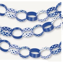 Pandoli Lacivert Renk Iç Içe Geçmiş Karton Halka Zincir Dekor Garland Süs 152 cm