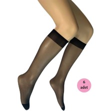 Dore 6 Adet Parlak Dizaltı Kadın Çorap 15 Denye Siyah 500