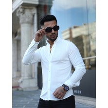 Çukur Giyim Yazlık Uzun Kollu Slim Fit Örme Erkek Gömlek