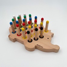 Montessori Eğitici Ahşap Oyuncak – Tak Çıkar Renkli Ahşap Kirpi Oyuncak