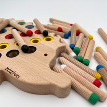 Montessori Eğitici Ahşap Oyuncak – Tak Çıkar Renkli Ahşap Kirpi Oyuncak