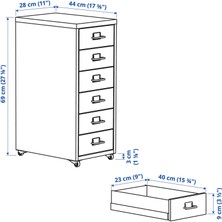 IKEA 6 Çekmeceli Ofis-Makyaj-Eşya Düzenleyici  Meridyendukkan Keson Siyah Renk 28 x 69 cm Tekerlekli