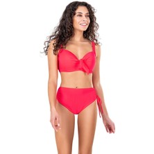 Endeep Kadın Fiyonk Detaylı Pembe Büyük Beden Bikini Takımı