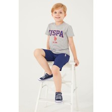 U.S. Polo Assn. Vivid Natural Silk Gri Melanj Erkek Çocuk Bermuda Takım