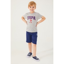 U.S. Polo Assn. Vivid Natural Silk Gri Melanj Erkek Çocuk Bermuda Takım