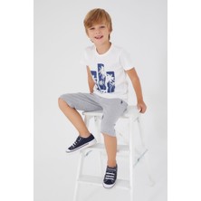 U.S. Polo Assn. Palm Pattern Krem Erkek Çocuk Kapri Takım