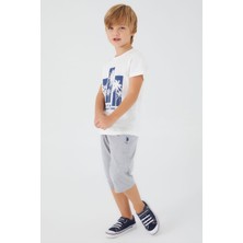 U.S. Polo Assn. Palm Pattern Krem Erkek Çocuk Kapri Takım