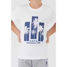 U.S. Polo Assn. Palm Pattern Krem Erkek Çocuk Kapri Takım