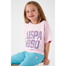 U.S. Polo Assn. Point Detail Toz Pembe Kız Çocuk Kapri Takım