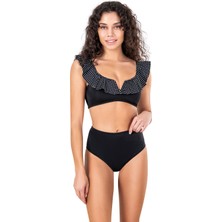 Endeep Kadın Puantiye Detaylı Volanlı Bikini Takımı