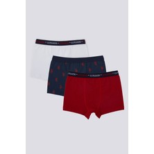 U.S. Polo Assn. Emblem Detail Kırmızı Erkek Çocuk 3'lü Boxer