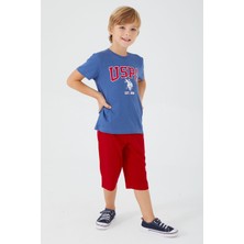 U.S. Polo Assn. Vivid Natural Silk Gece Mavisi Erkek Çocuk Bermuda Takım