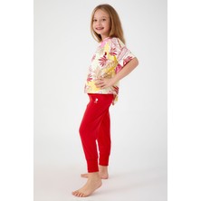 U.S. Polo Assn.  With Leaf Patterns Beyaz Kız Çocuk Kısa Kol Pijama Takım
