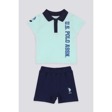 U.S. Polo Assn. Azure Açık Yeşil Bebek Polo Yaka T-shirt Takım