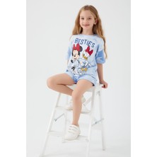Minnie Mouse Besties Mavi Kız Çocuk Şort Takım