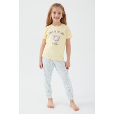 RolyPoly Donut Pattern Açık Sarı Kız Çocuk Kısa Kol Pijama Takım