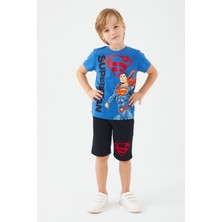Superman Heros Mavi Erkek Çocuk Bermuda Takım