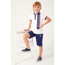 U.S. Polo Assn. Button Written Krem Erkek Çocuk Bermuda Takım