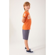 U.S. Polo Assn. Original Big Written Turuncu Erkek Çocuk Bermuda Takım