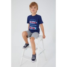 U.S. Polo Assn. Shaped Writing Detail Lacivert Erkek Çocuk Bermuda Takım