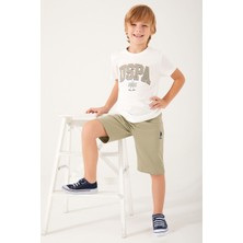U.S. Polo Assn. Original Written Krem Erkek Çocuk Bermuda Takım