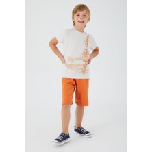 U.S. Polo Assn. Picture Signature Detail Krem Erkek Çocuk Bermuda Takım