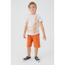 U.S. Polo Assn. Picture Signature Detail Krem Erkek Çocuk Bermuda Takım
