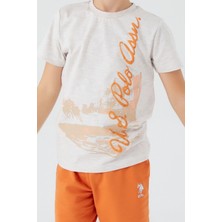 U.S. Polo Assn. Picture Signature Detail Krem Erkek Çocuk Bermuda Takım