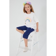 U.S. Polo Assn. Inclined Writings Krem Kız Çocuk Kapri Takım