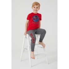 Marvel Spider-Man Ring Kırmızı Erkek Çocuk Kısa Kol Pijama Takım