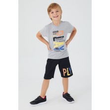 RolyPoly Urban Wears Gri Melanj Erkek Çocuk Bermuda Takım