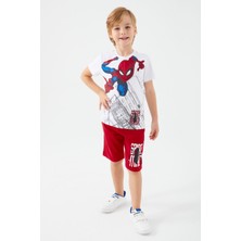 Marvel Spider-Man Buildings Beyaz Erkek Çocuk Bermuda Takım