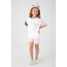 RolyPoly Magic Unicorn Krem Kız Çocuk Şort Takım
