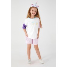 RolyPoly Magic Unicorn Krem Kız Çocuk Şort Takım