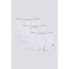 U.S. Polo Assn. Plain Color Beyaz Erkek Çocuk 3'lü Boxer