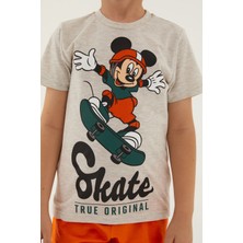 Mickey Mouse Skate Gri Erkek Çocuk Bermuda Takım