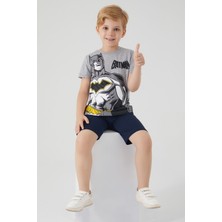 Batman Erkek Çocuk Beyaz Bermuda Takım