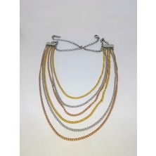 Eke Butik Çelik3 Renkli Çoklu Zincir Kolye