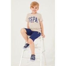 U.S. Polo Assn. Original Big Written Krem Erkek Çocuk Bermuda Takım